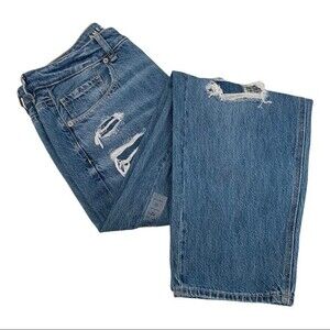 AMERICAN EAGLE Blue Distressed Mom High Rise Women's Jean Pants Size 12